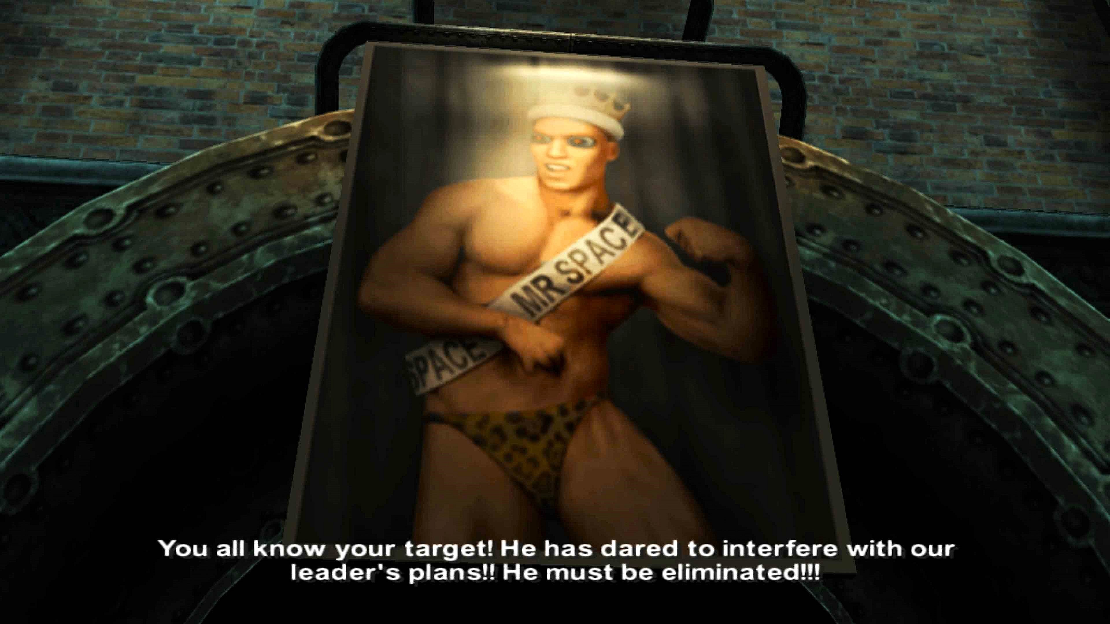 Photograph of Sargent Cortez's crowing as Mr.Space in TimeSplitters: Future Perfect.