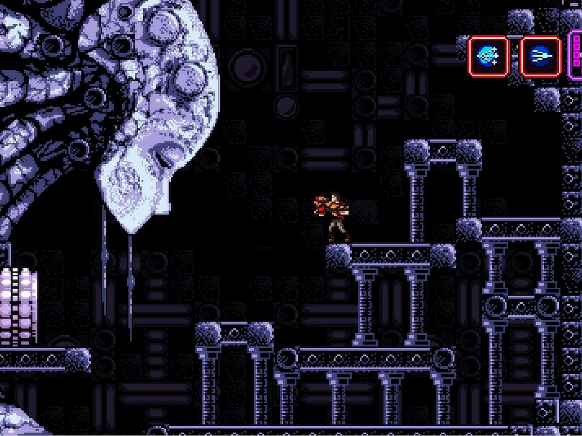 Axiom Verge (2015) Trace Holding Gun, Thomas Happ Games, Screenshot via Steam