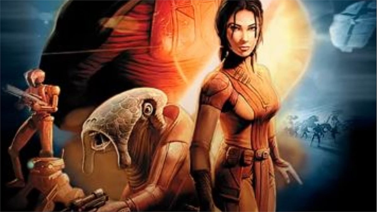 Kotor, Bastila and Shan in a poster of Knights of the old republic, Bioware, Screenshot via Nintendo Switch, Youtube