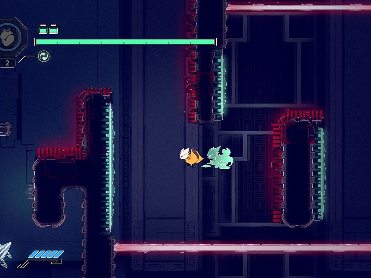 Nine Sols (2024) Yi Jumping to Avoid Obstacles, Red Candle Games, Screenshot via Steam