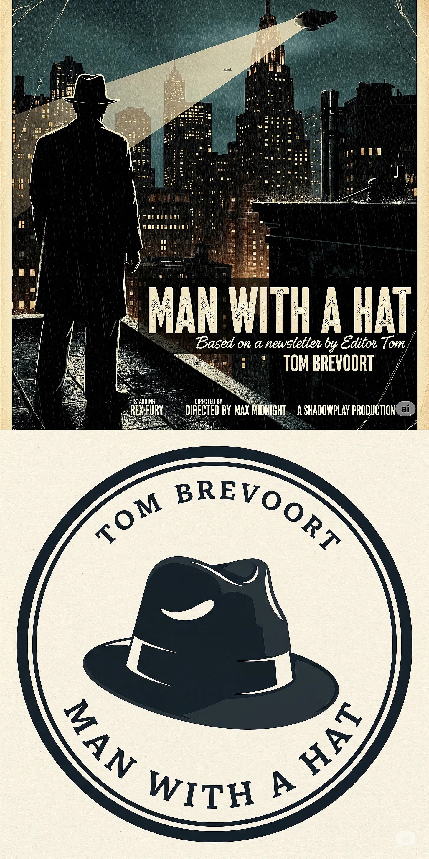 Marvel Comics Executive Editor Tom Brevoort's Google AI generated branding for his 'Man With A Hat Substack Blog'