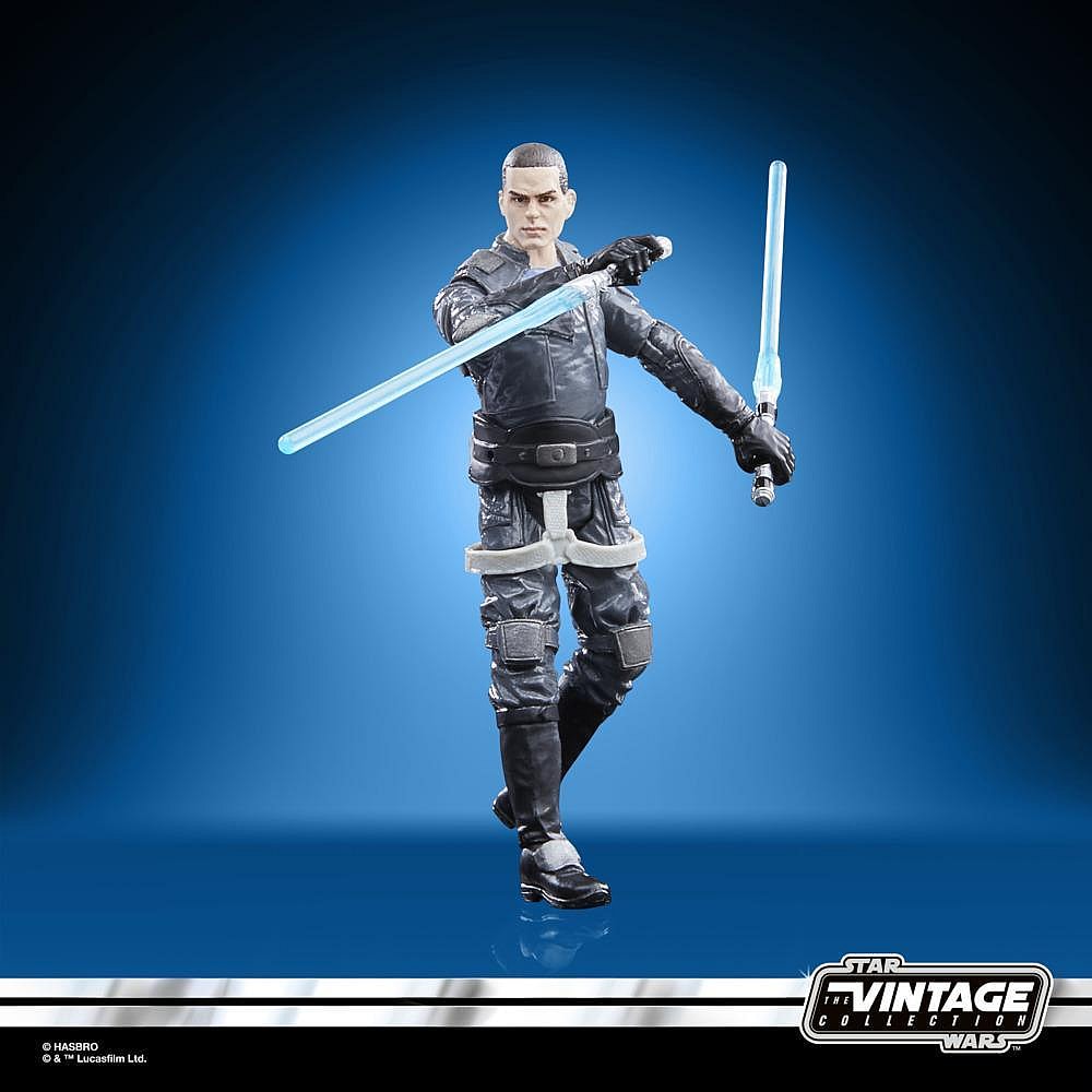 Galen Marek draws his lightsabers via Hasbro's Star Wars The Vintage Collection Starkiller (Vader’s Apprentice) Action Figure