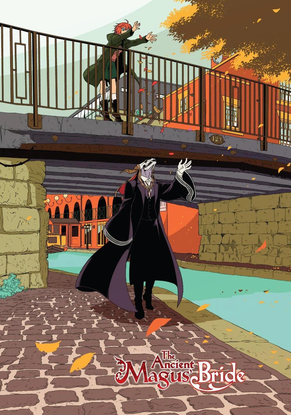 Chise, and Elias enjoy a stroll on Kore Yamazaki's cover to The Ancient Magus' Bride Vol. 17 (2022), Mag Garden