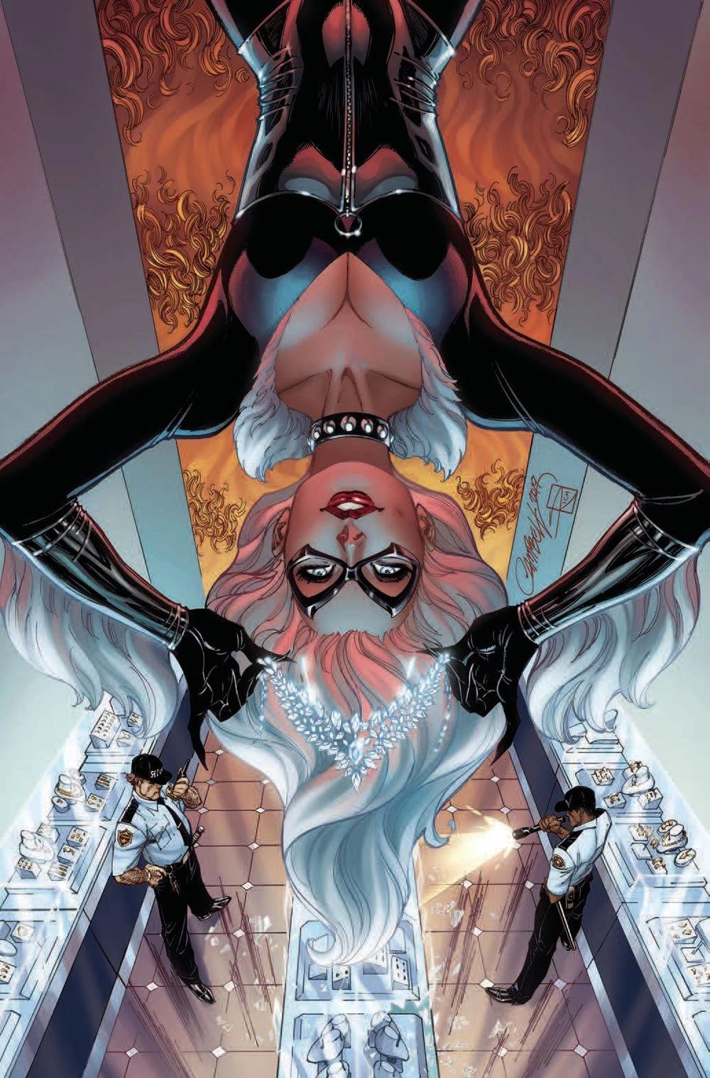 Black Cat pulls off another heist on J. Scott Campbell's cover to Black Cat Vol. 1 #2 "Holiest of Holies, Part One" (2019), Marvel Comics