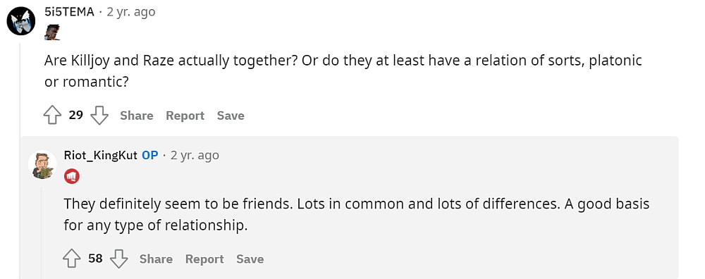 515TEMA asks David Nottingham (Riot_KingKut) what Killjoy and Raze' relationship is in Valorant via Reddit