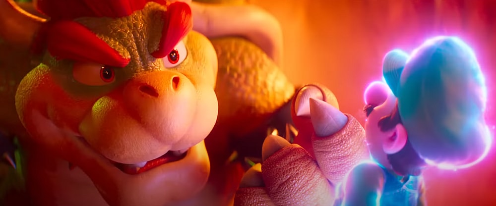 Bowser holds Luigi captive with magic via The Super Mario Bros. Movie (2023), Illumination, Nintendo