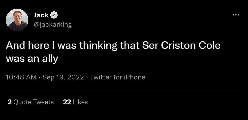 Source: @jackarking Twitter account