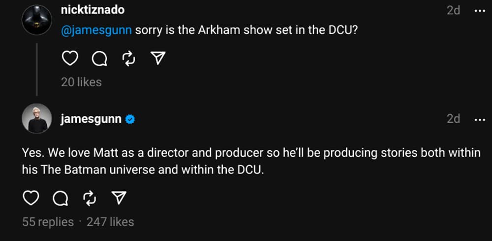James Gunn confirms Matt Reeves will produce stories in the Batverse and DCU