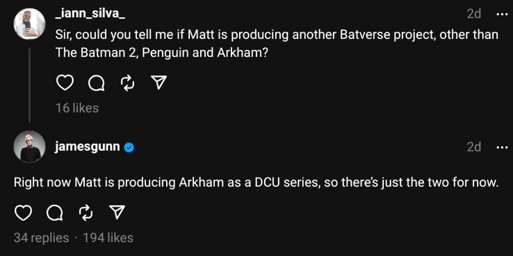 James Gunn confirms Matt Reeves is producing Arkham for DCU