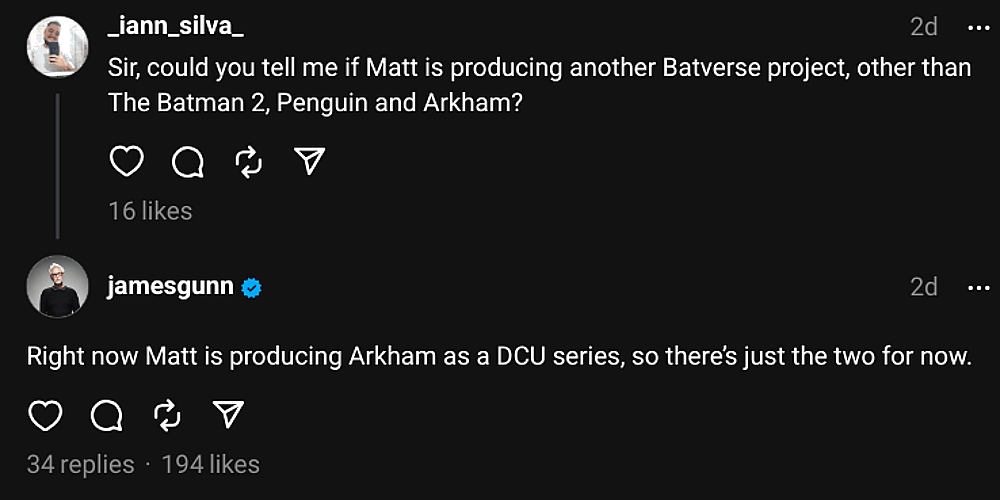 James Gunn confirms Matt Reeves is producing Arkham for DCU