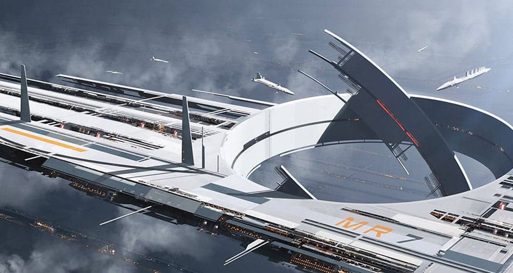 Concept art for a Mass Relay from the 'Mass Effect' video game series, BioWare