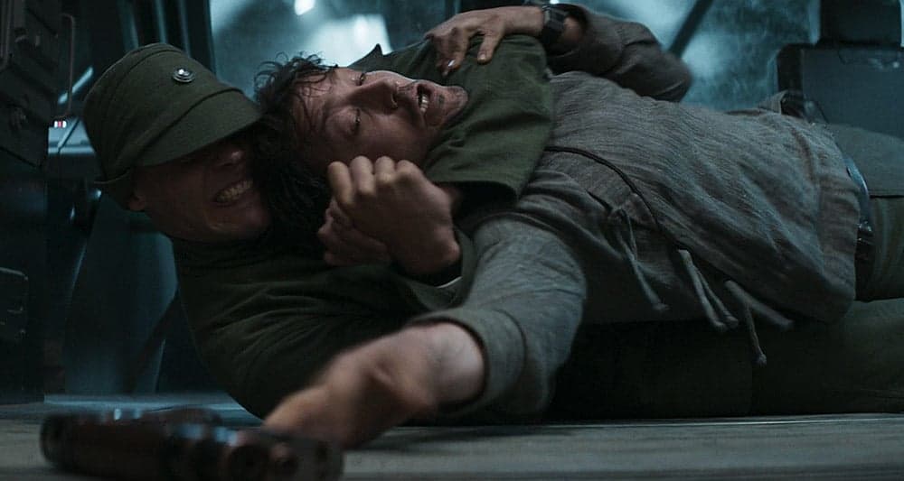Cassian wrestles with an Imperial in 'Star Wars: Andor' (2022), Disney+