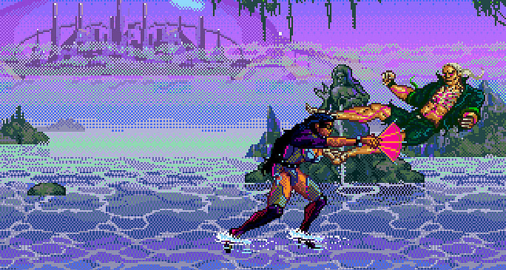 Shadow battles Midknight in 'Eternal Champions' (1993), Sega
