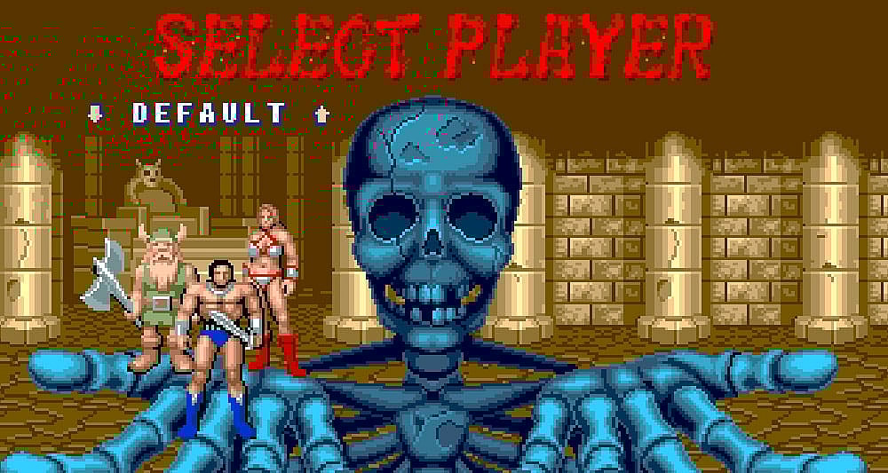 A reimagined character select screen from 'Golden Axe' (1989), Sega