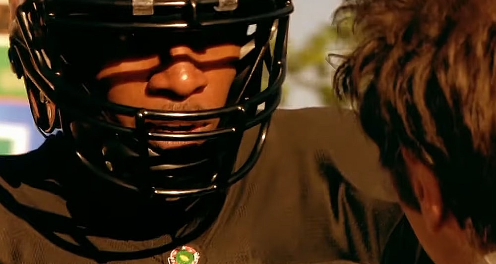 Willie (Jamie Foxx) gets coaching from Tony (Al Pacino) in 'Any Given Sunday' (1999), Warner Bros. 