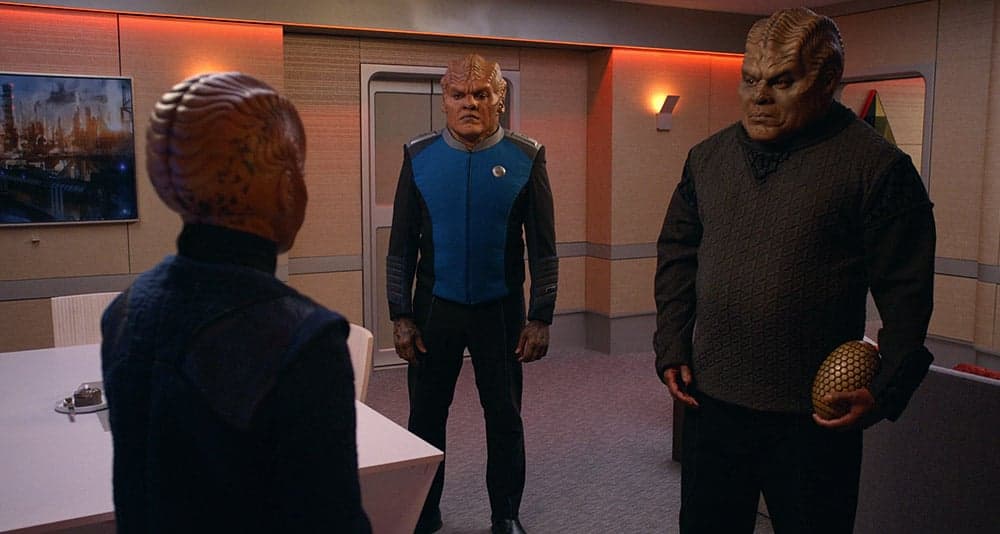 Topa confronts Bortus and Klyden in The Orville: New Horizons
