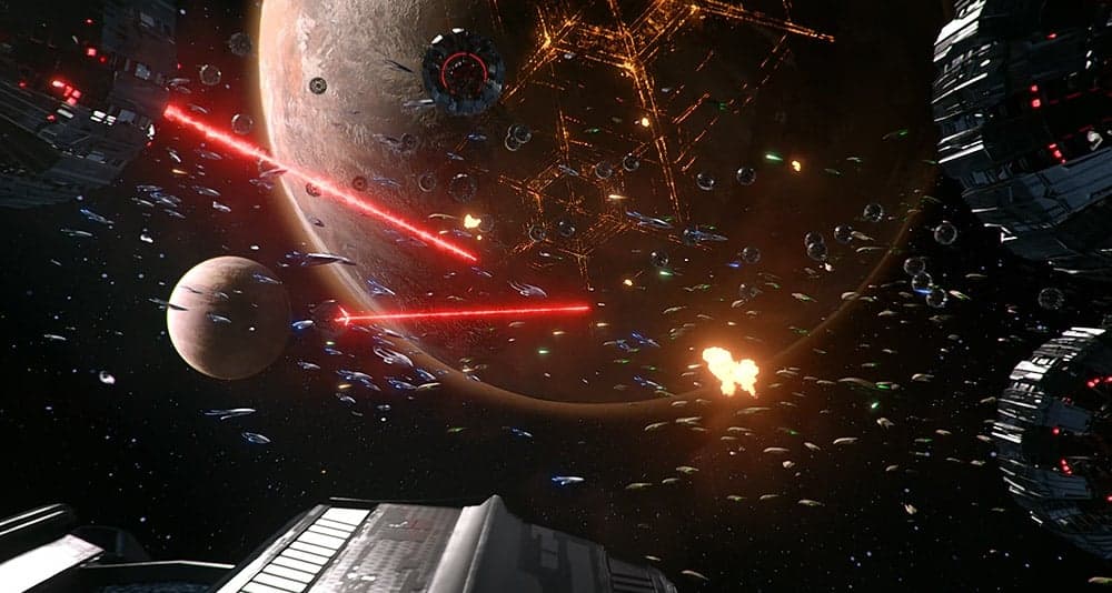 A massive space battle in The Orville