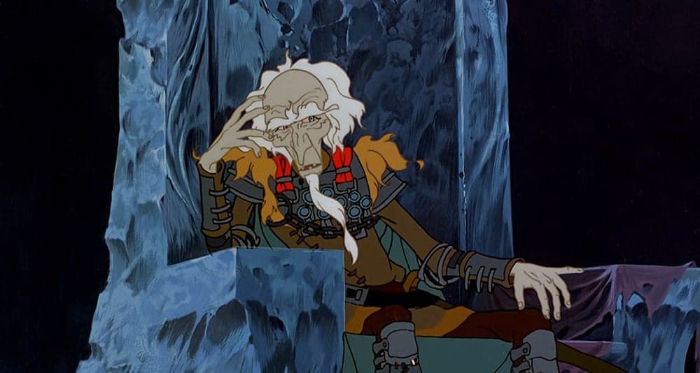 King Haggard in his throne room in The Last Unicorn, Rankin/Bass Productions