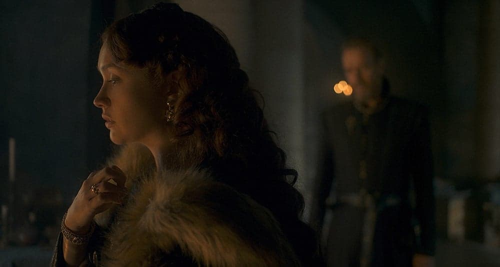 Otto Hightower speaks to his daughter in House of the Dragon, HBO