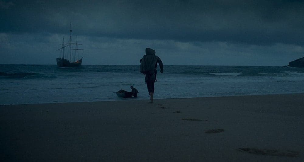 Laenor flees Driftmark in House of the Dragon, HBO