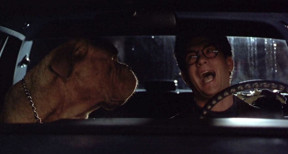 Scott cracks up while sharing an anecdote in 'Turner & Hooch' (1989), Warner Bros. 
