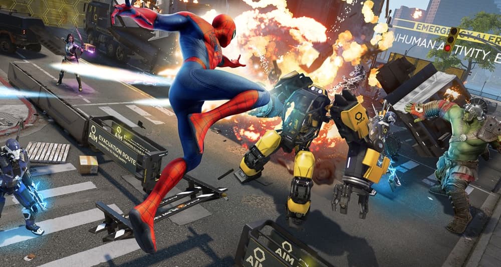 Spider-Man swings in to help Hulk and Kate Bishop beat back AIM via Marvel's Avengers (2020), Square Enix