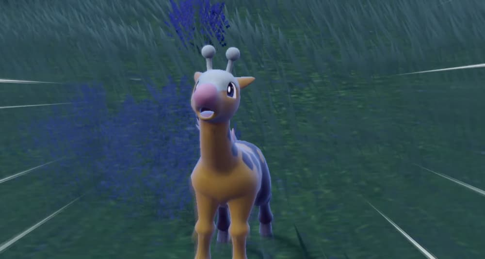 A Girafarig yells out at the start of battle via Pokémon Scarlet & Violet (2022), Nintendo