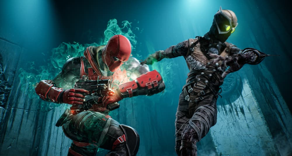 Red Hood pummels a Talon with magical energy via Gotham Knights (2022), Warner Bros. Games Montréal