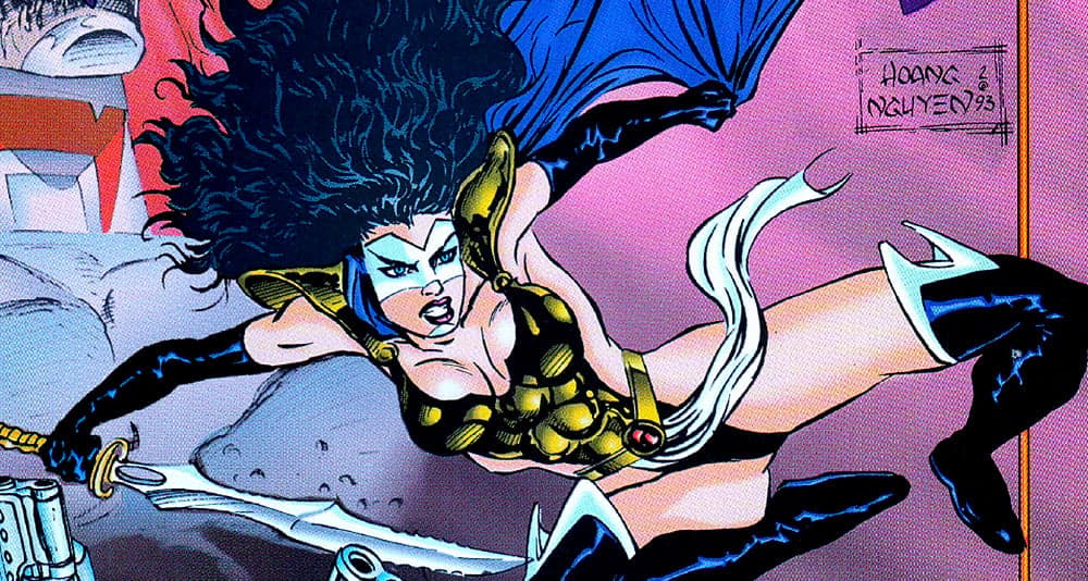 A shot of Mantra on the cover of the very first issue from Malibu Comics