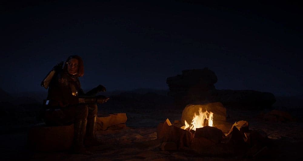 Bo-Katan eating alone in 'The Mandalorian' (2023), Disney+