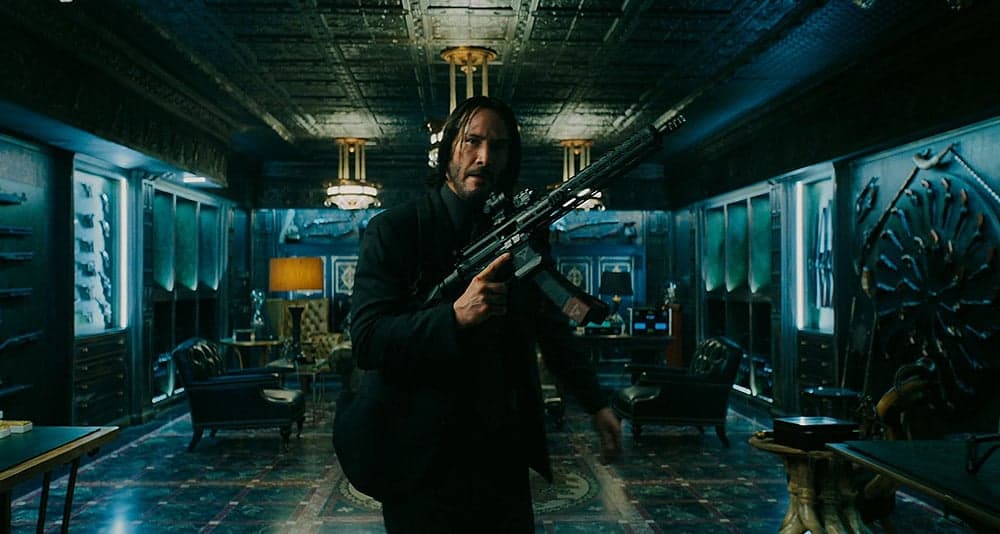 John prepares to fight the High Table's mercenaries in 'John Wick 3: Parabellum' (2019), Lionsgate