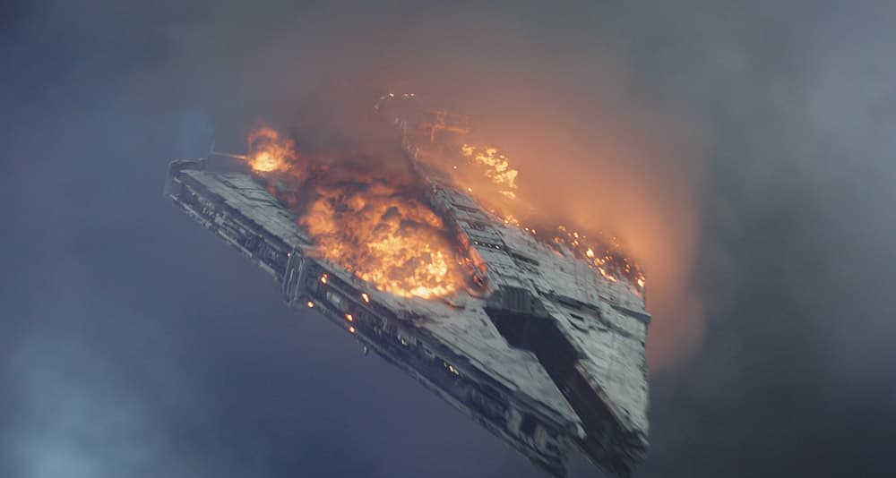 A Mandalorian ship comes in for a crash landing in 'The Mandalorian' (2023), Disney+