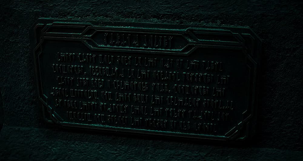 An ancient Mandalorian inscription in 'The Mandalorian' (2023), Disney+