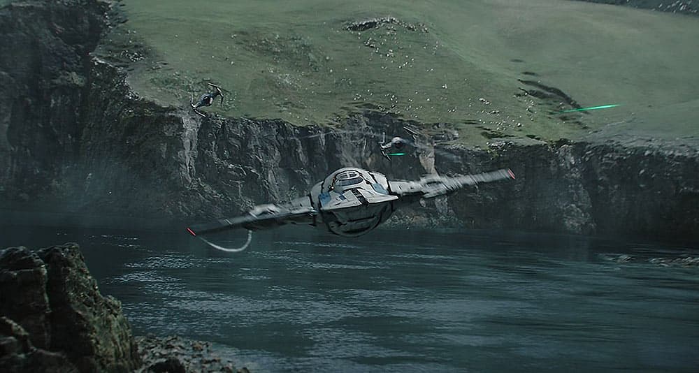 Bo-Katan pursued by TIE Interceptors in 'The Mandalorian' (2023), Disney+