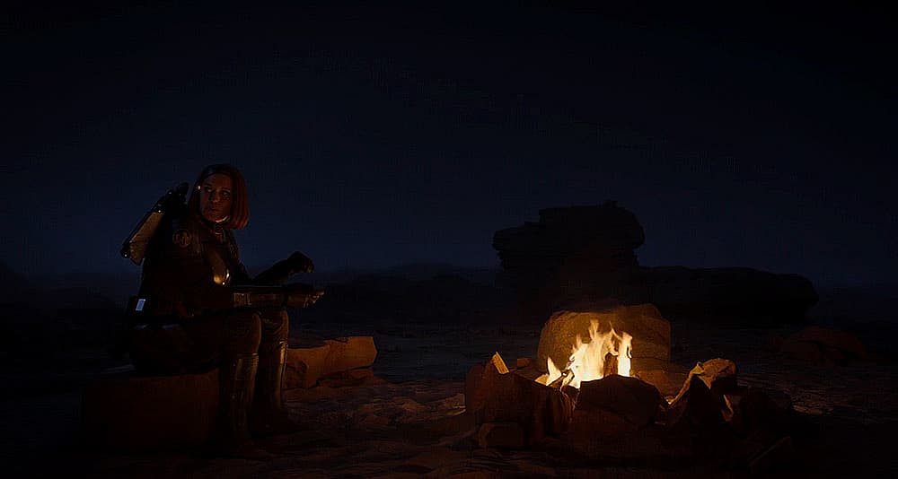 Bo-Katan eating alone in 'The Mandalorian' (2023), Disney+