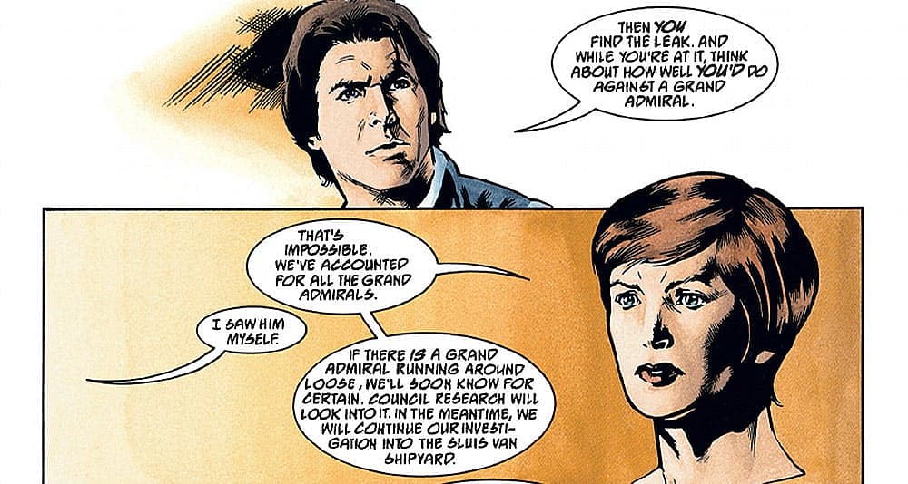 Mon Mothma learns of Grand Admiral Thrawn in Star Wars: Dark Force Rising, Marvel