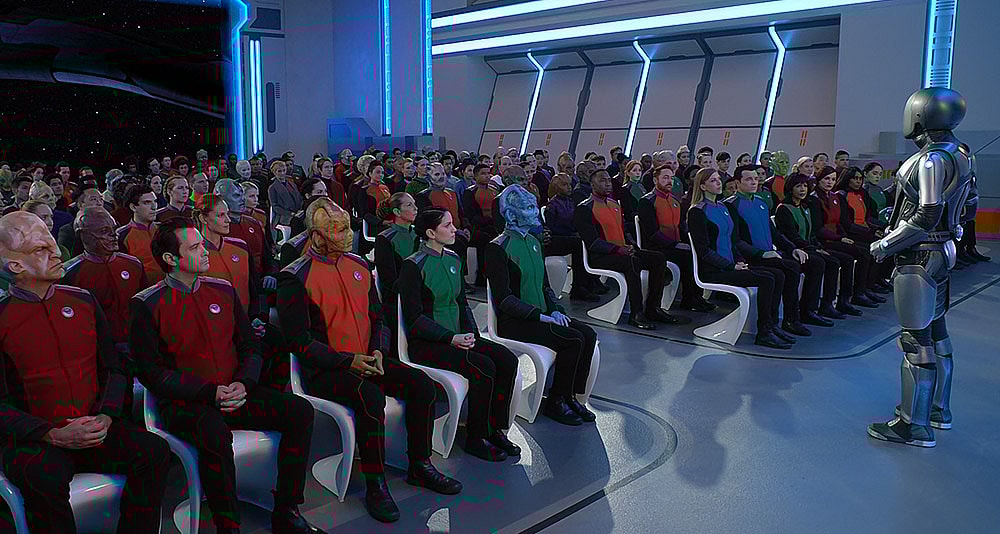 Isaac speaks at Charly's funeral in The Orville