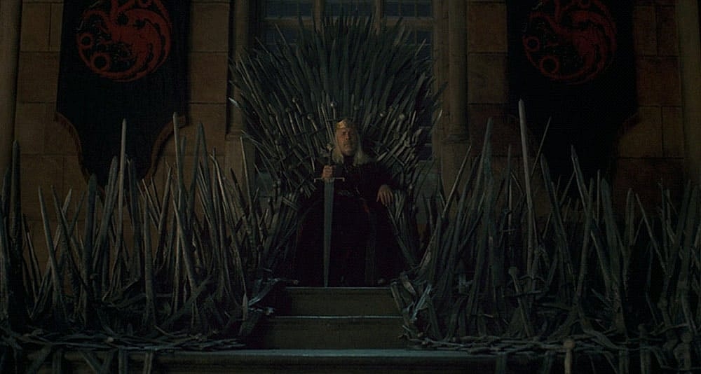 King Viserys on the Iron Throne in House of the Dragon