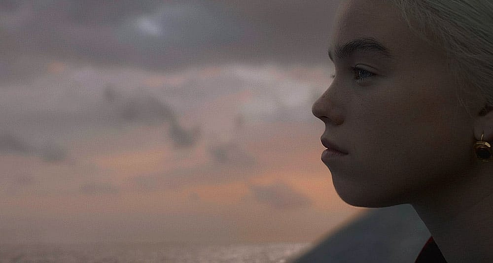 Princess Rhaenyra look out to the sea in House of the Dragon, HBO