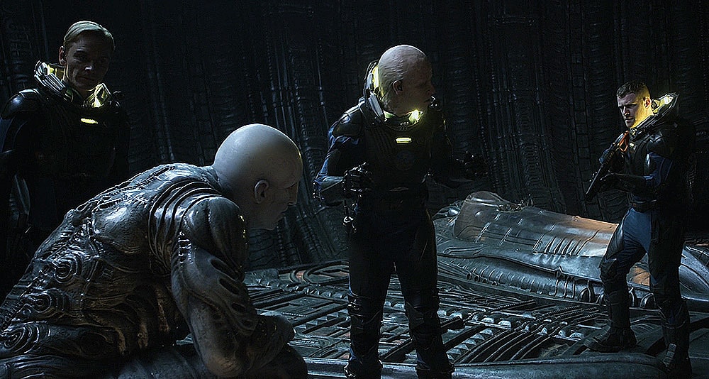 An Engineer meets Weyland in Prometheus, 20th Century Fox