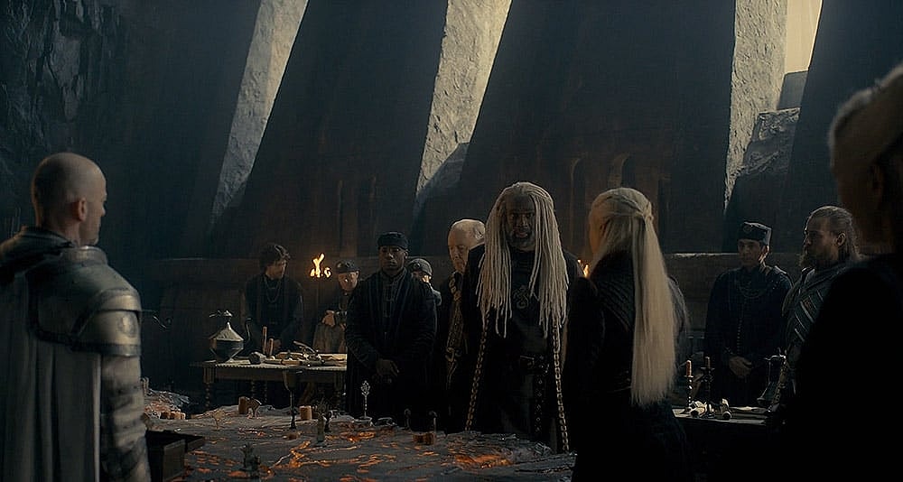 Corlys Velaryon speaks in 'House of the Dragon,' HBO