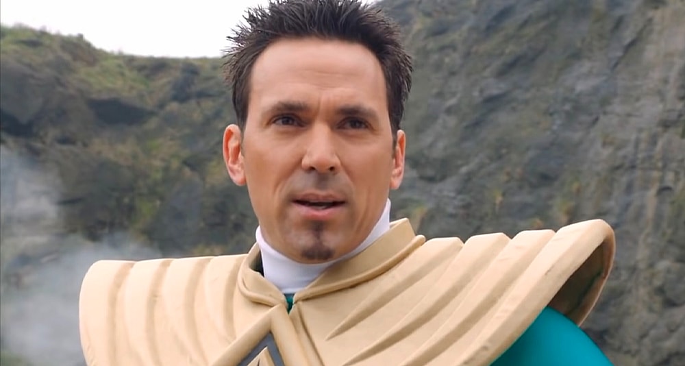 Tommy Oliver (Jason David Frank) joins the fight against Draven as the Green Ranger in Power Rangers Super Megaforce Season 1 Episode 20 "Legendary Battle" (2014), Saban Entertainment via Blu-ray