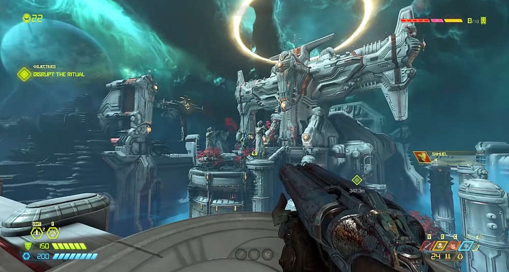 The Doomslayer looks out over Urdak via Doom Eternal (2020), Bethesda Softworks