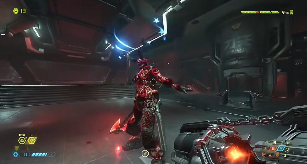 A Marauder that is mutilated, bloodied, and stunned via Doom Eternal (2020), Bethesda Softworks