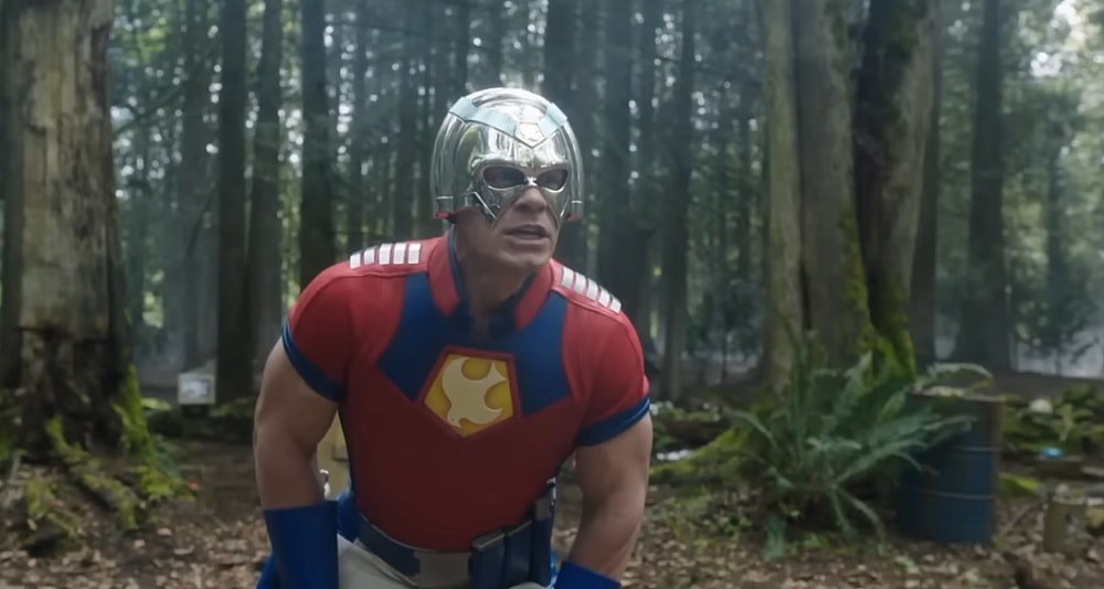 Peacemaker's face drops as he realizes dynamite is being thrown at him via Peacemaker (2022), Warner Bros. Television