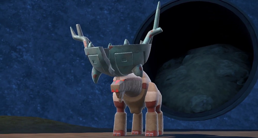 Ting-Lu stands before the Groundblight Shrine via Pokémon Scarlet & Violet (2022), Nintendo