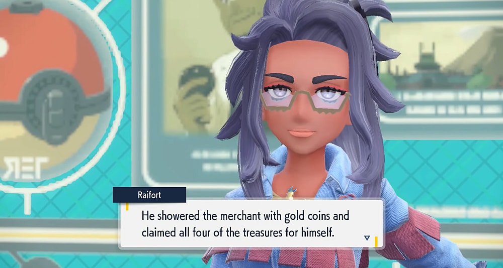 History teacher Raifort discusses the Treasure of Ruin via Pokémon Scarlet & Violet (2022), Nintendo