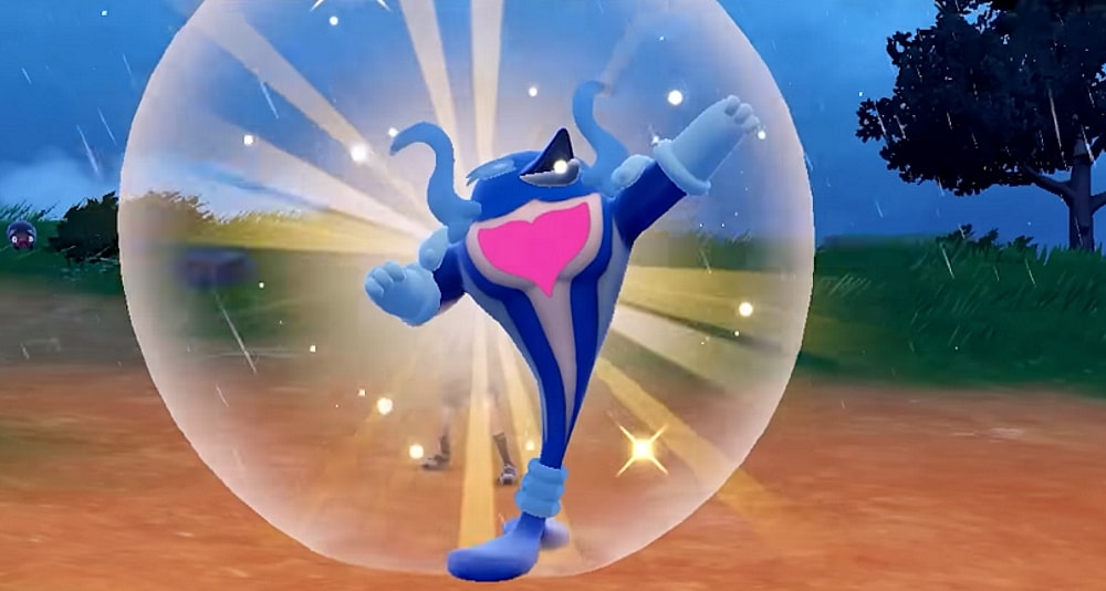 Palafin activates Zero to Hero, transformed and posing triumphantly via Pokémon Scarlet & Violet (2022), Nintendo