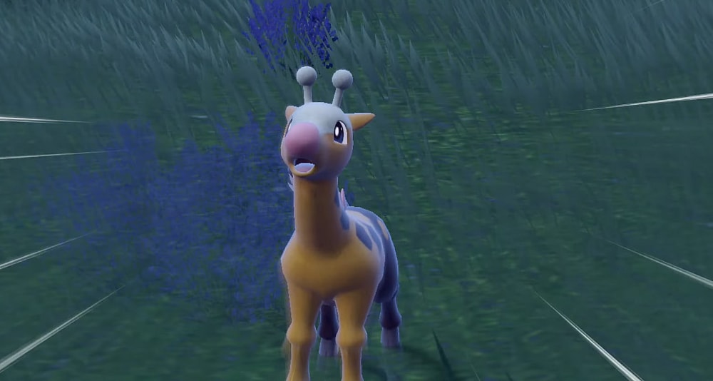 A Girafarig yells out at the start of battle via Pokémon Scarlet & Violet (2022), Nintendo