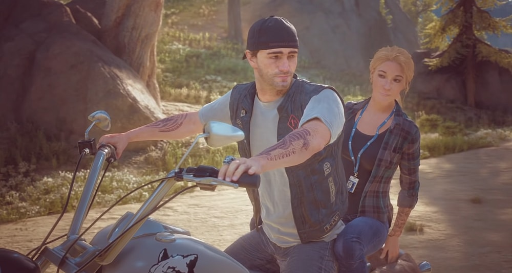 Deacon St. John offers Sarah Whitaker a ride on his bike via Days Gone (2019), Sony Interactive Entertainment